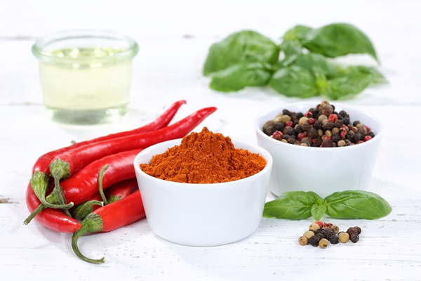 Spices cooking ingredients paprika powder spicy red hot chili peppers