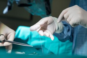 Doctor make a Surgical stitch
