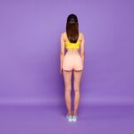 Full length body size portrait of beautiful attractive calm peac