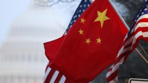 File photo of the People's Republic of China flag and the U.S. Stars and Stripes along Pennsylvania Avenue near the U.S. Capitol in Washington