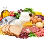 Different types of food isolated on white background