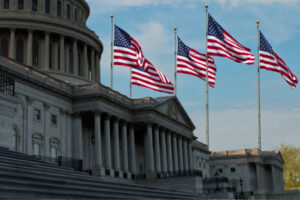 US Politics - Capitol Building & Flags