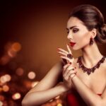 Woman Hair Bun Hairstyle, Fashion Model Beauty Makeup, Red Jewelry