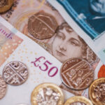Diverse Great Britain Pound (GBP) coins and banknotes