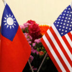 Flags of Taiwan and U.S. are placed for a meeting between U.S. House Foreign Affairs Committee Chairman Ed Royce speaks and with Su Chia-chyuan, President of the Legislative Yuan in Taipei