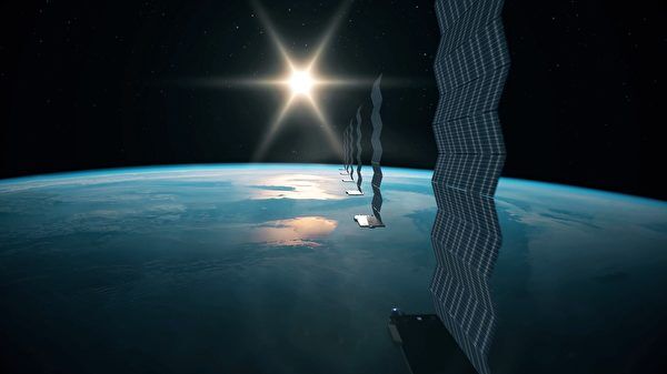 Silhouette,View,Of,A,Fleet,Of,Internet,Starlink,Satellites,In