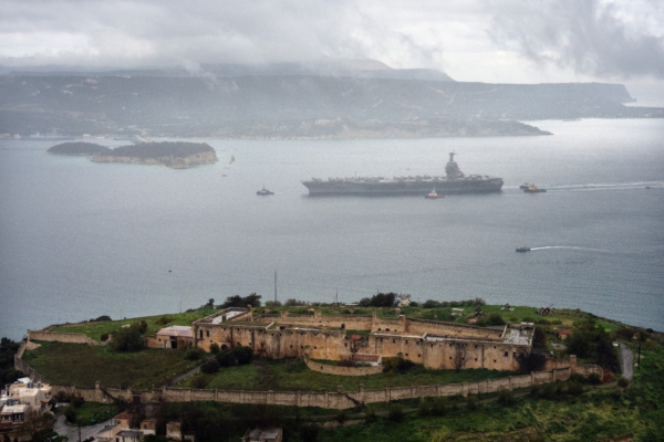 Aircraft Carrier USS Gerald R. Ford Arrives In Crete For Repairs Following Fire Onboard